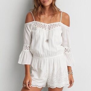 White Cotton Eyelet Romper